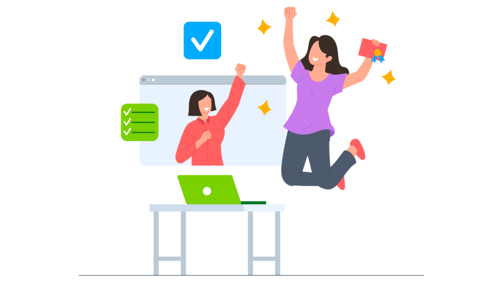 Illustration, Grafik: ONline Kurs erfolgreich absolviert