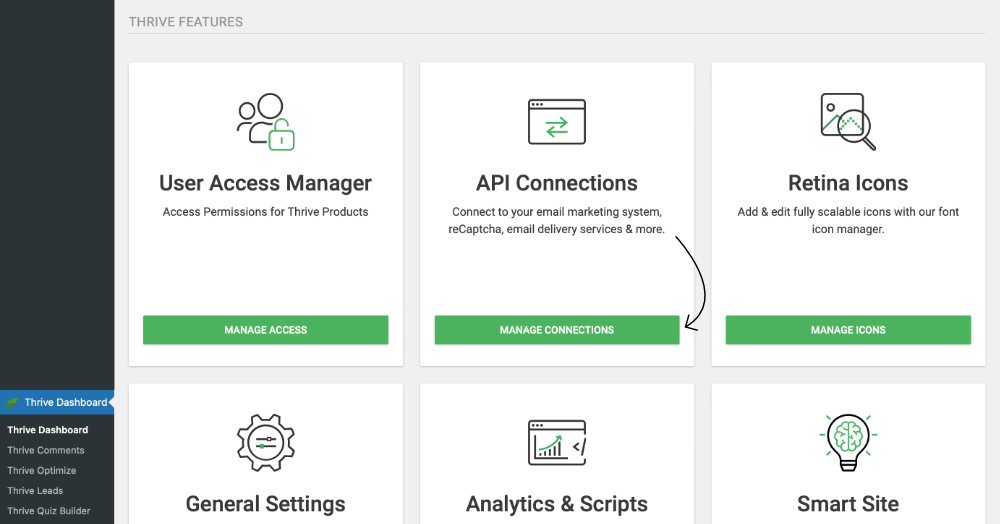 Thrive Dashboard: API Anbindungen erstellen