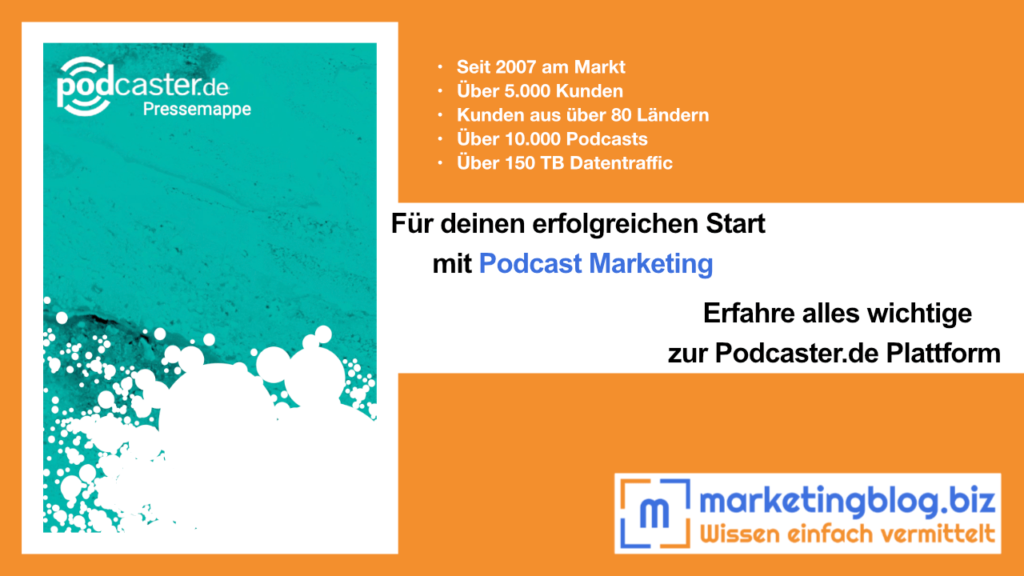 Podcaster.de, Pressemappe Coverbild | Podcaster hilft dir dabei, besseres Marketing für deine Podcasts zu betreiben