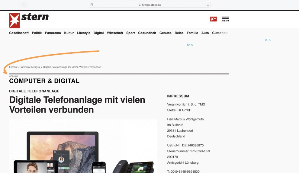Screenshot: Firmen.stern.de Website