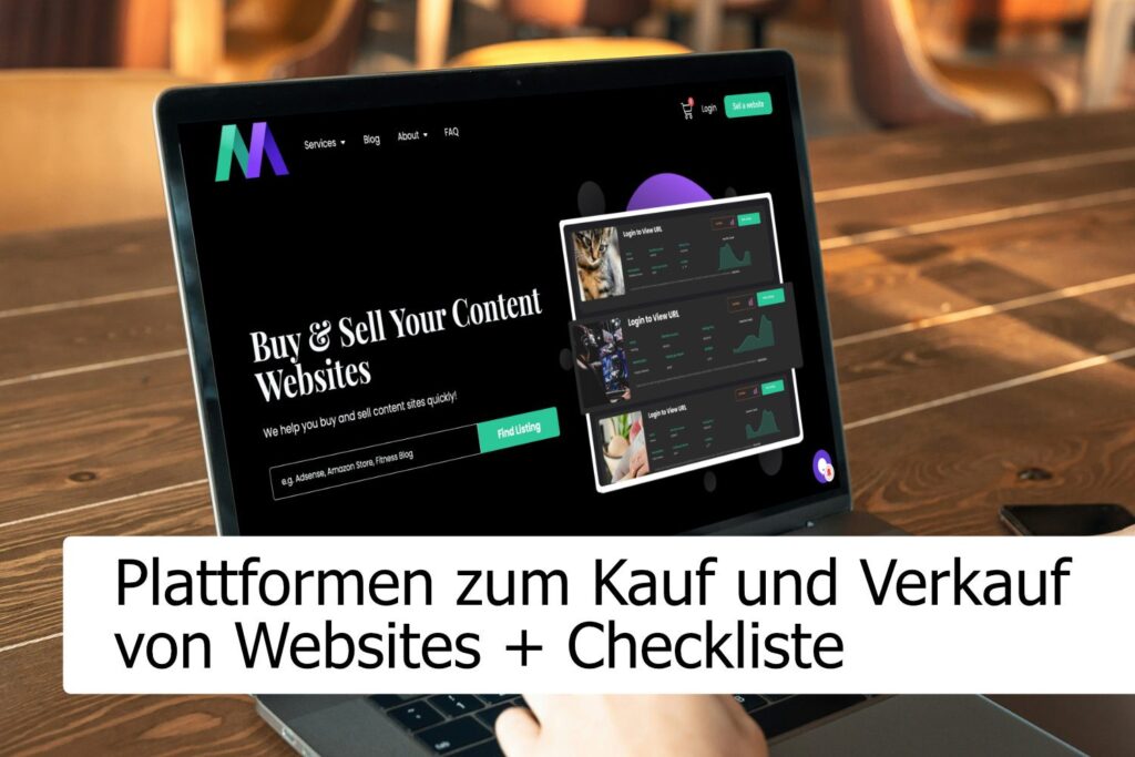 Webprojekte kaufen, Notebook Screen mit Abbildung der Website motioninvest.com