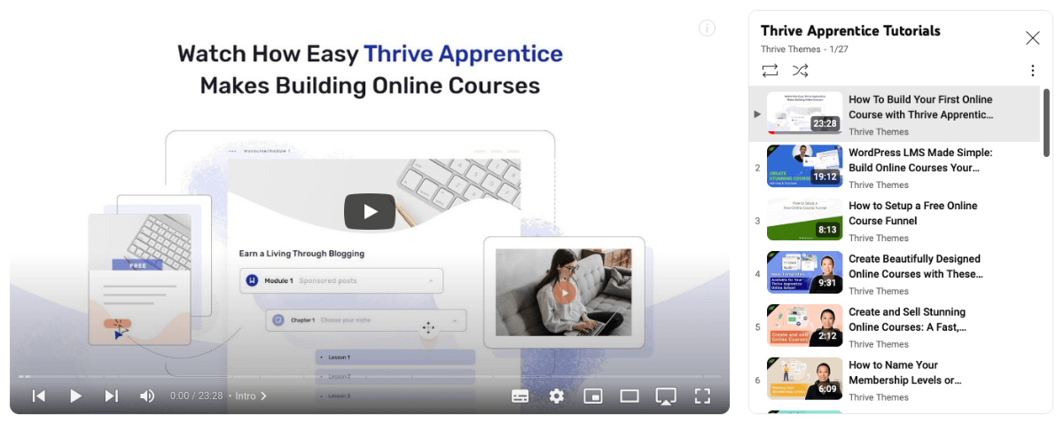 Thrive Apprentice, Video Tutorials, Vorschau auf den Inhalt