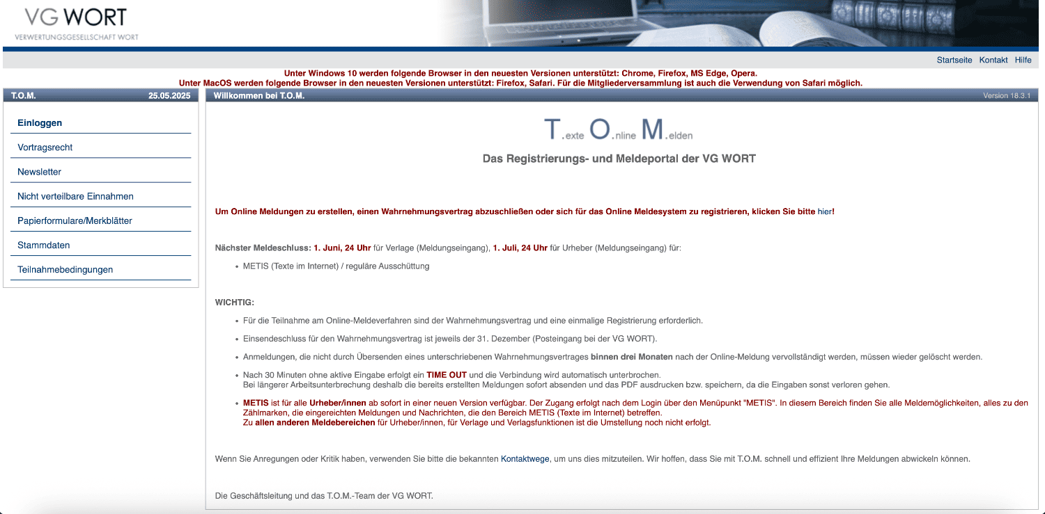 Website der VG Wort