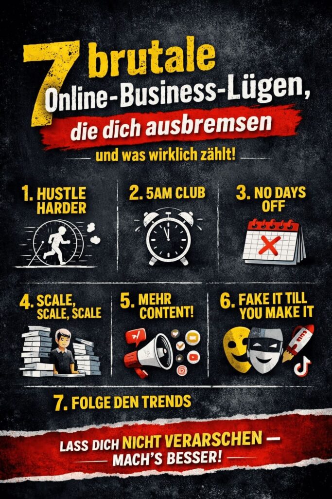 7 brutale Online-Business-Lügen, die dich ausbremsen – und was wirklich funktioniert